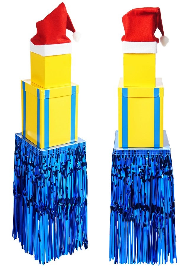 ShinyMatch 10 Pcs Christmas Stackable Gift Boxes Christmas Nesting Gift Boxes with Lid Santa Claus Hat Skirt Cute Decorative Present Box for Party Supplies Decor 3 Sizes - Image 1